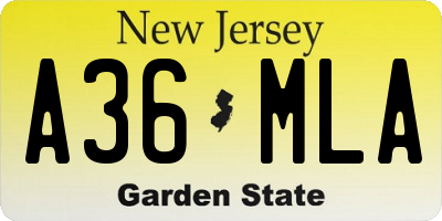 NJ license plate A36MLA