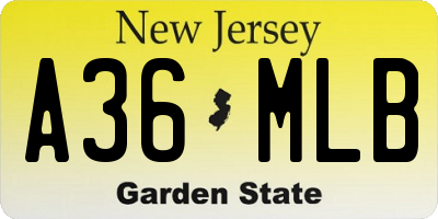 NJ license plate A36MLB