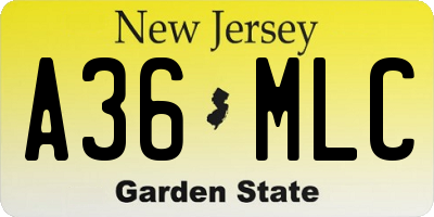 NJ license plate A36MLC