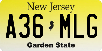 NJ license plate A36MLG