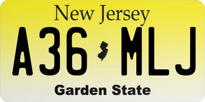 NJ license plate A36MLJ