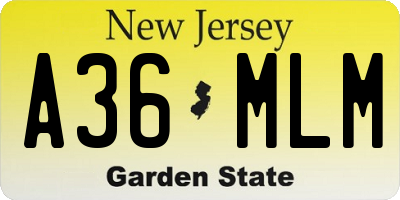 NJ license plate A36MLM