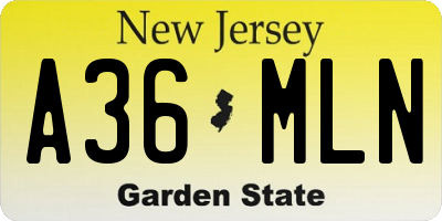 NJ license plate A36MLN