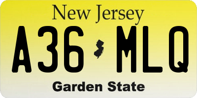 NJ license plate A36MLQ