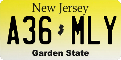 NJ license plate A36MLY