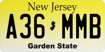 NJ license plate A36MMB
