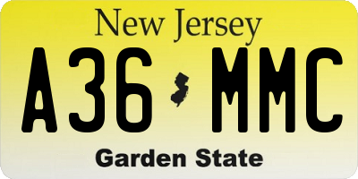 NJ license plate A36MMC