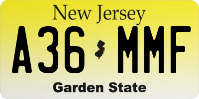 NJ license plate A36MMF