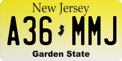 NJ license plate A36MMJ