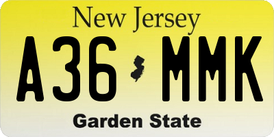 NJ license plate A36MMK
