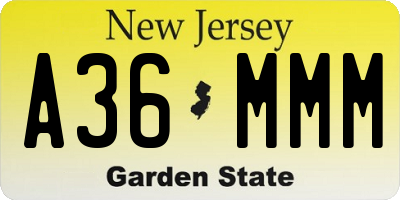 NJ license plate A36MMM