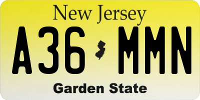 NJ license plate A36MMN