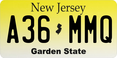 NJ license plate A36MMQ