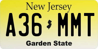 NJ license plate A36MMT