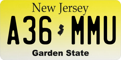 NJ license plate A36MMU
