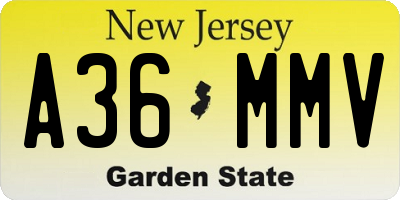 NJ license plate A36MMV