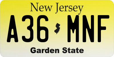 NJ license plate A36MNF