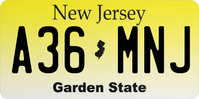 NJ license plate A36MNJ