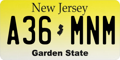 NJ license plate A36MNM