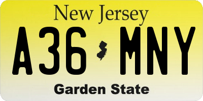 NJ license plate A36MNY