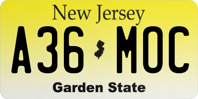 NJ license plate A36MOC