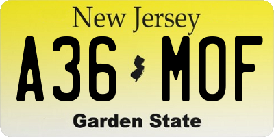 NJ license plate A36MOF