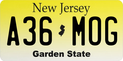 NJ license plate A36MOG
