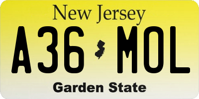 NJ license plate A36MOL