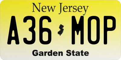NJ license plate A36MOP