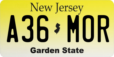 NJ license plate A36MOR