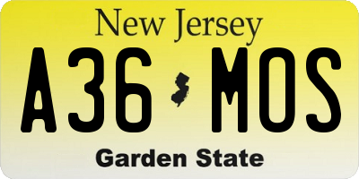 NJ license plate A36MOS