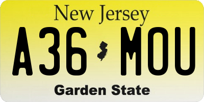 NJ license plate A36MOU