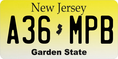 NJ license plate A36MPB