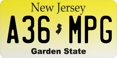 NJ license plate A36MPG
