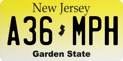 NJ license plate A36MPH
