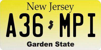 NJ license plate A36MPI