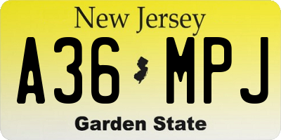 NJ license plate A36MPJ