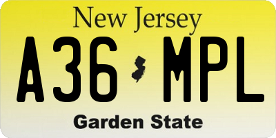 NJ license plate A36MPL