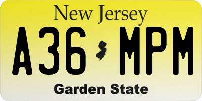 NJ license plate A36MPM