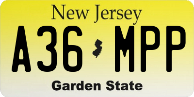 NJ license plate A36MPP