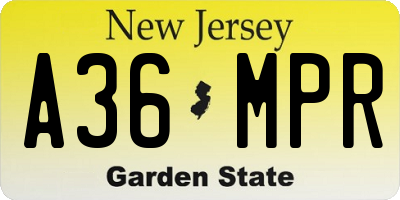 NJ license plate A36MPR