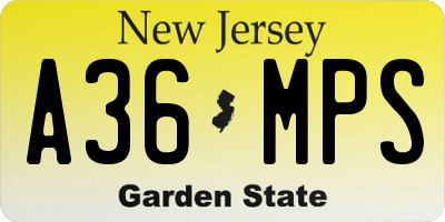 NJ license plate A36MPS