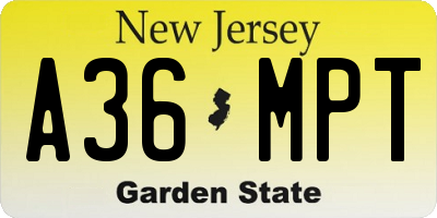 NJ license plate A36MPT