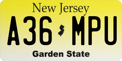 NJ license plate A36MPU