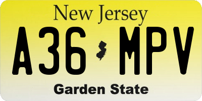 NJ license plate A36MPV
