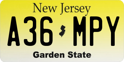 NJ license plate A36MPY