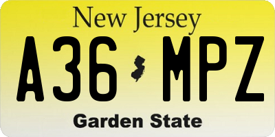 NJ license plate A36MPZ