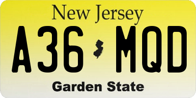 NJ license plate A36MQD