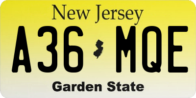 NJ license plate A36MQE