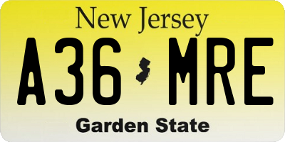NJ license plate A36MRE